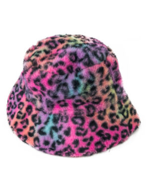 Kostümzubehör Fischerhut Plüsch Leopard bunt one size Farbe: bunt