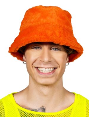 Kostümzubehör Fischerhut Plüsch orange