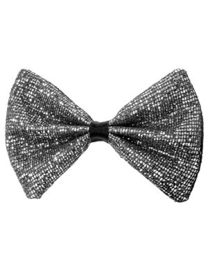 Kostümzubehör Fliege Glitter silber