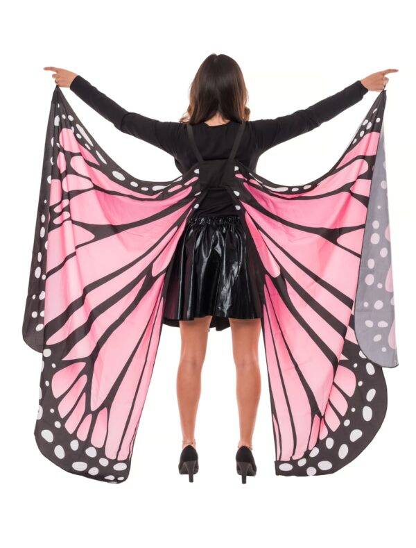 Kostümzubehör Flügel Schmetterling aus Stoff 85 x 130cm pink
