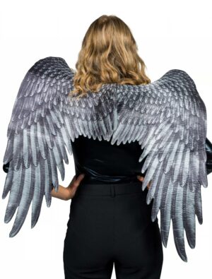Kostümzubehör Flügel Schwarzer Engel 54 x 72cm schwarz/grau