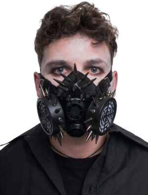 Kostümzubehör Gasmaske mit Nieten schwarz