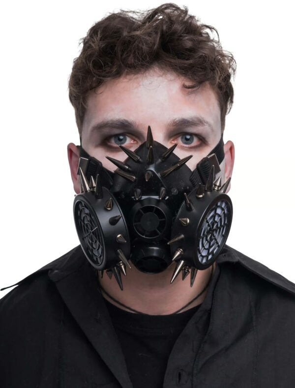 Kostümzubehör Gasmaske mit Nieten schwarz