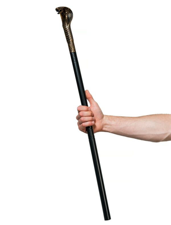 Kostümzubehör Gehstock mit Schlangenkopf 82cm schwarz/gold
