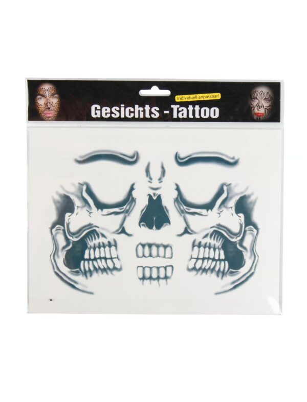 Kostümzubehör Gesichtstattoo Totenkopf Farbe: schwarz