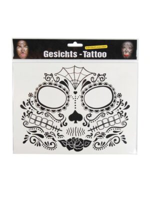 Kostümzubehör Gesichtstattoo schwarz Schädel