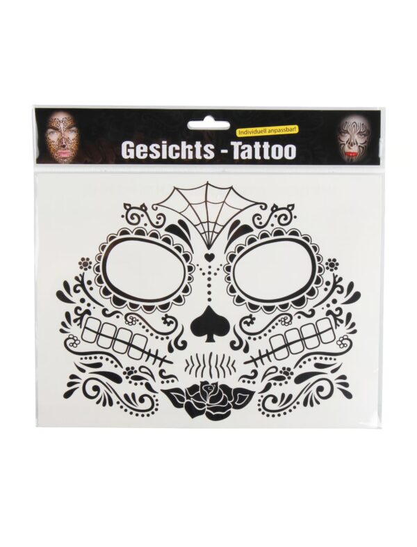 Kostümzubehör Gesichtstattoo schwarz Schädel