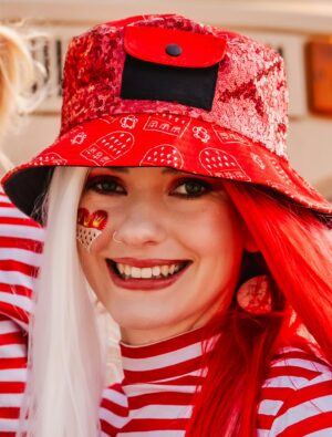 Kostümzubehör Glitzer-Tattoo Köln Herz geschwungen mit Strass Farbe: rot/weiß