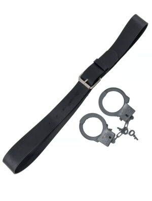 Kostümzubehör Gürtel mit Handschellen schwarz