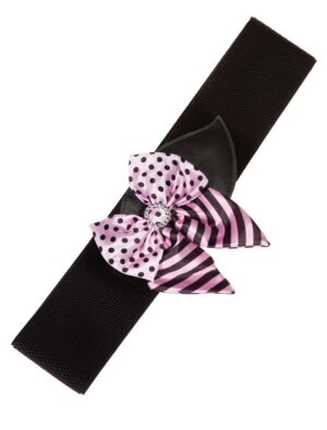 Kostümzubehör Gürtel schwarz mit Schleife rosa