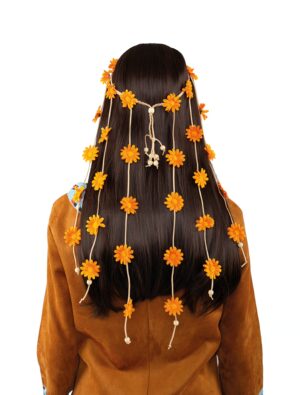 Kostümzubehör Haarband Boho mit Blumen orange