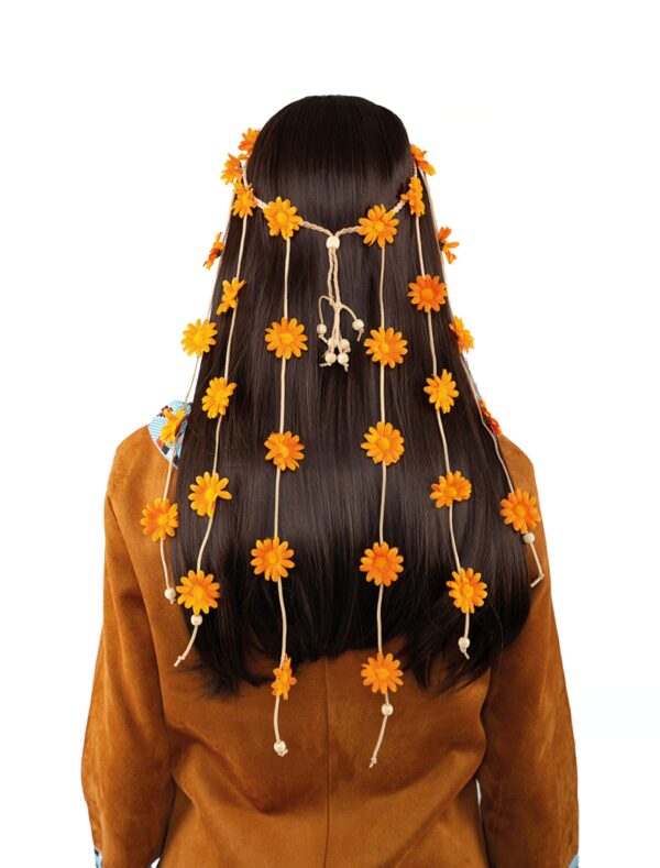 Kostümzubehör Haarband Boho mit Blumen orange