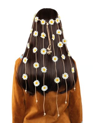 Kostümzubehör Haarband Boho mit Blumen weiß