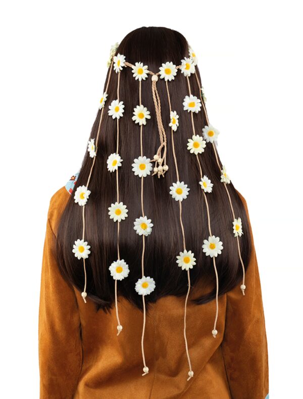 Kostümzubehör Haarband Boho mit Blumen weiß
