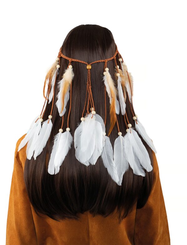 Kostümzubehör Haarband Boho mit Federn weiß
