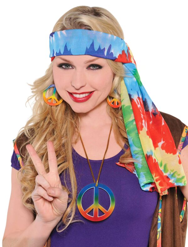 Kostümzubehör Haarband Hippie bunt Farbe: bunt