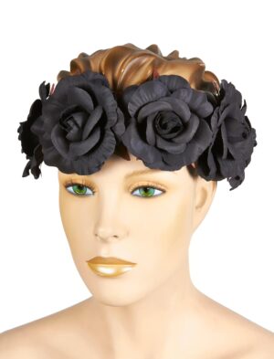 Kostümzubehör Haarband Rosen schwarz