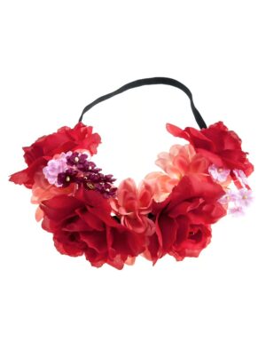 Kostümzubehör Haarband mit Blumen rot