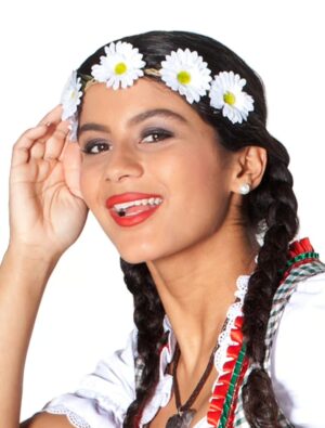 Kostümzubehör Haarband mit Margeriten Damen weiß