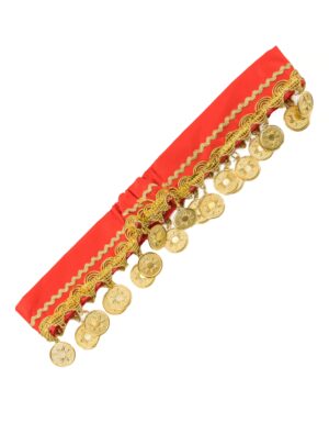 Kostümzubehör Haarband mit Münzen rot/gold