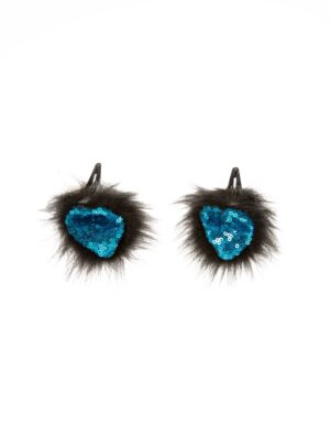Kostümzubehör Haarclip Ohren Pailletten schwarz/blau
