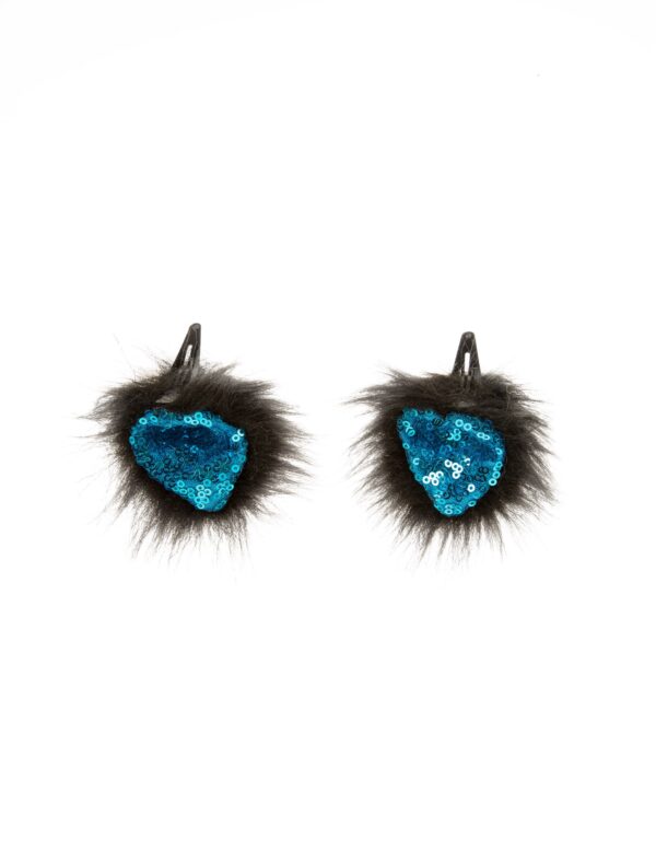 Kostümzubehör Haarclip Ohren Pailletten schwarz/blau