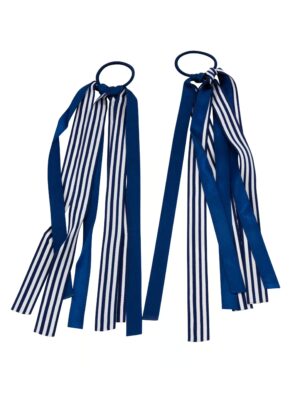Kostümzubehör Haargummis mit Bändern gestreift weiß/blau
