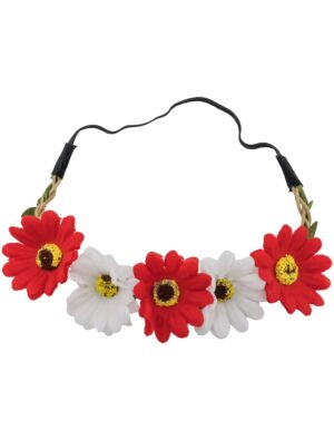 Kostümzubehör Haarkranz mit Blumen weiß/rot