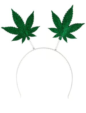 Kostümzubehör Haarreif 2 Cannabisblätter grün