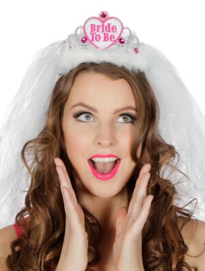 Kostümzubehör Haarreif Bride to be weiß