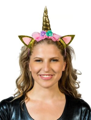 Kostümzubehör Haarreif Einhorn gold/rosa