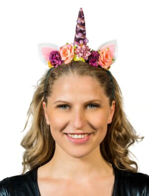 Kostümzubehör Haarreif Einhorn pink/grün