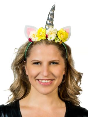 Kostümzubehör Haarreif Einhorn silber
