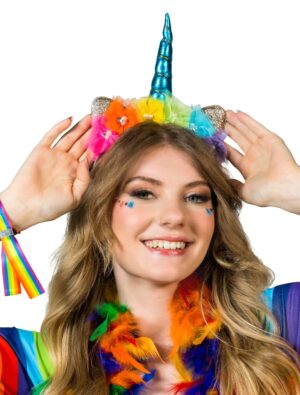 Kostümzubehör Haarreif Einhorn türkis/weiß