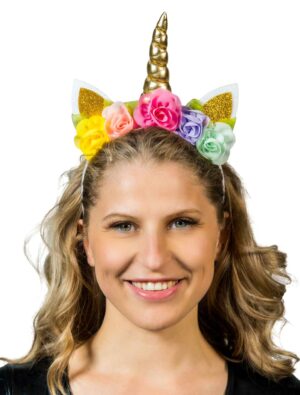 Kostümzubehör Haarreif Einhorn weiß/gold