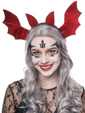 Kostümzubehör Haarreif Fledermaus Damen rot