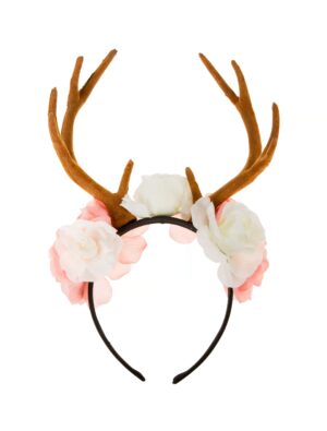 Kostümzubehör Haarreif Geweih mit Blumen Damen braun