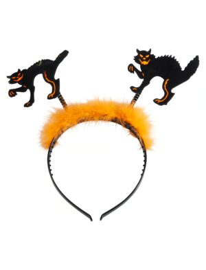 Kostümzubehör Haarreif Katzen mit Marabu Farbe: orange/schwarz