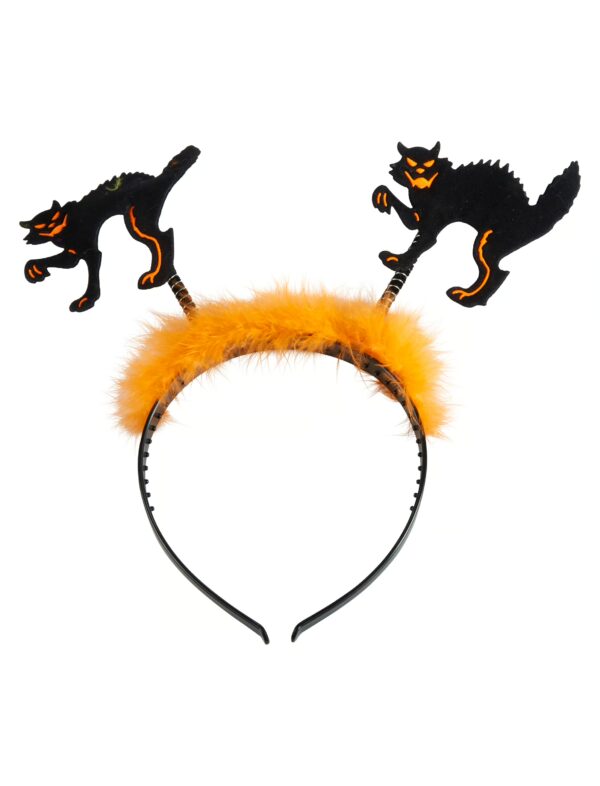 Kostümzubehör Haarreif Katzen mit Marabu Farbe: orange/schwarz
