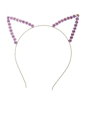 Kostümzubehör Haarreif Katzenohren mit Steinen Farbe: pink