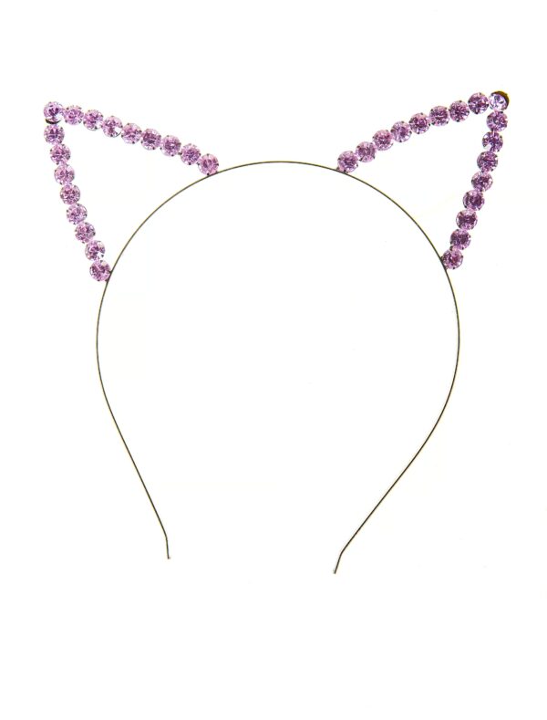 Kostümzubehör Haarreif Katzenohren mit Steinen Farbe: pink
