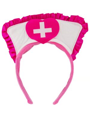 Kostümzubehör Haarreif Krankenschwester Damen pink/weiß