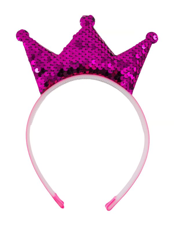 Kostümzubehör Haarreif Krone aus Pailletten pink