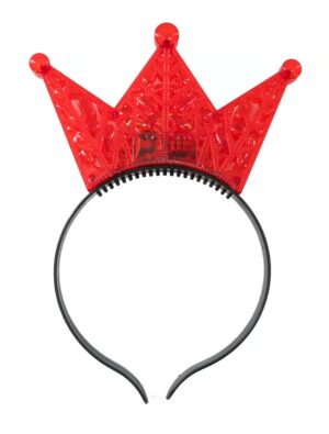Kostümzubehör Haarreif LED Krone rot