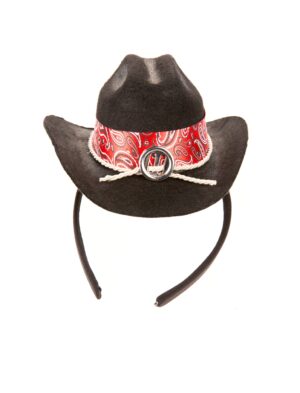 Kostümzubehör Haarreif Mini Cowboyhut schwarz