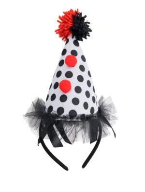Kostümzubehör Haarreif Mini Hut Clown schwarz/weiß/rot