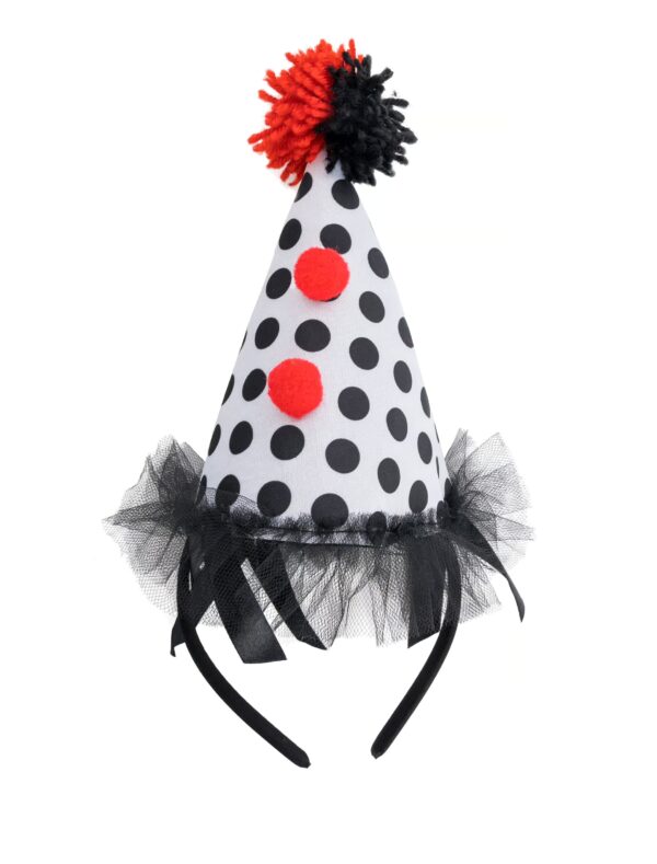 Kostümzubehör Haarreif Mini Hut Clown schwarz/weiß/rot