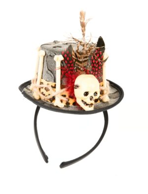 Kostümzubehör Haarreif Mini Hut Voodoo mit Totenkopf Farbe: schwarz