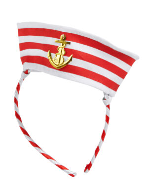 Kostümzubehör Haarreif Mini Mütze Matrose rot/weiß