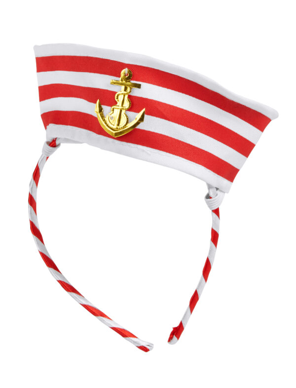 Kostümzubehör Haarreif Mini Mütze Matrose rot/weiß